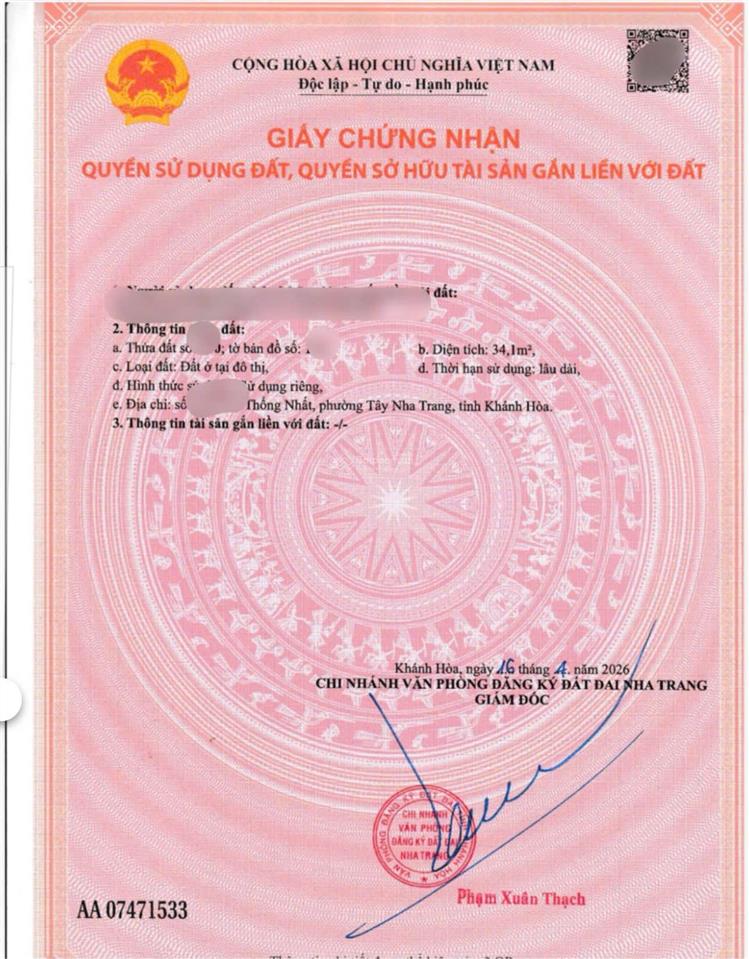Bán nhà hẻm thống nhất dt 34m2 chỉ 1 tỷ 890tr, tt thành phố nhà trang. cách biển 10 phút đi bộ