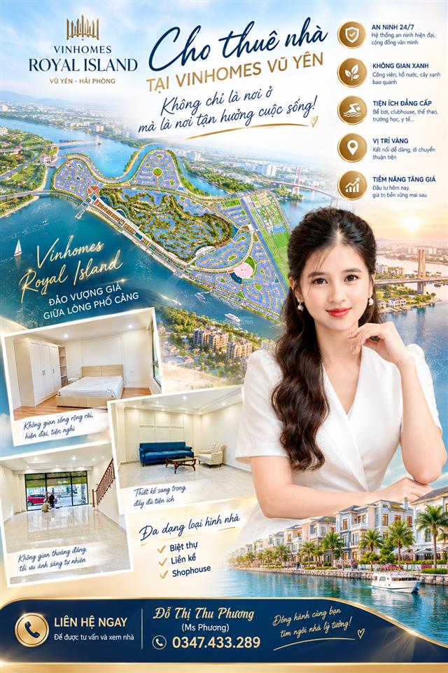 Cho thuê nhà 2 mặt tiền trục đường tương lai vinhomes vũ yên