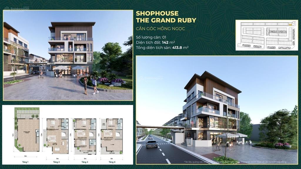 Bán shophouse góc the greenery 2 tuyến 1 mặt đường 56m đi trung tâm hành chính diện tích 124 m2