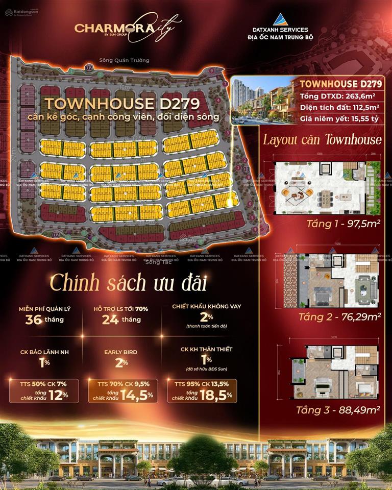 Duy nhất 1 căn kề góc  sát công viên trục đường d2 || nhà phố liền kề charmora city  nha trang