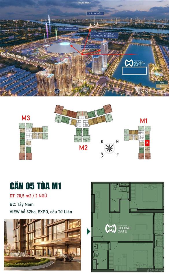 Hơn 7 tỉ căn 2n view trung tâm triển lãm và hồ tại vinhomes cổ loa