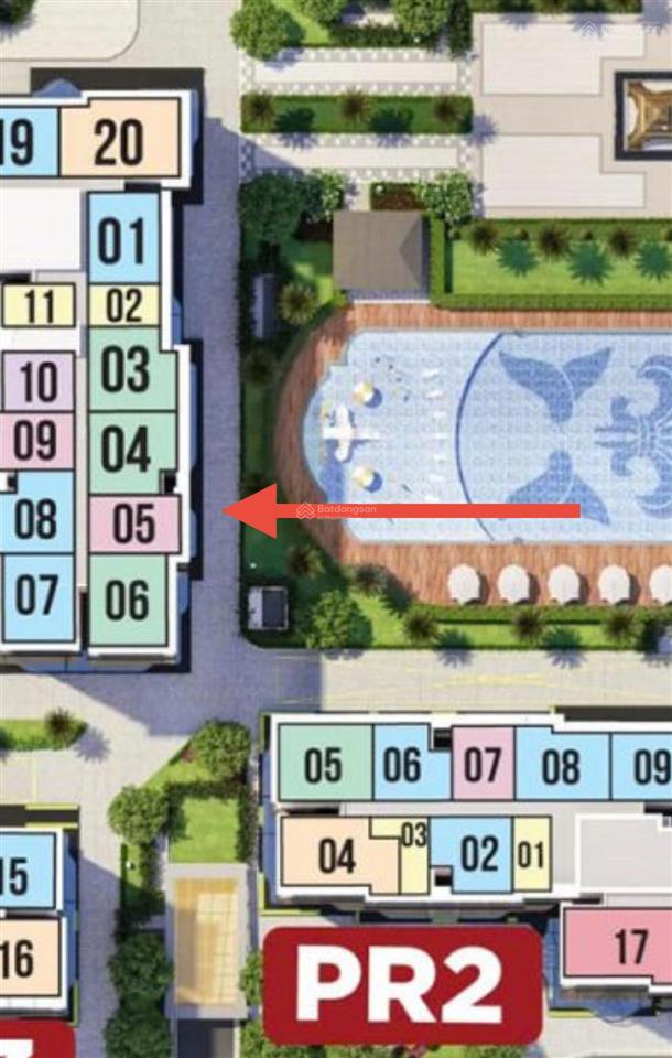Bán bằng phiếu tính giá căn 1n+1, căn to 54,8m² pr5 tầng trung, hướng đông nam view hồ bơi