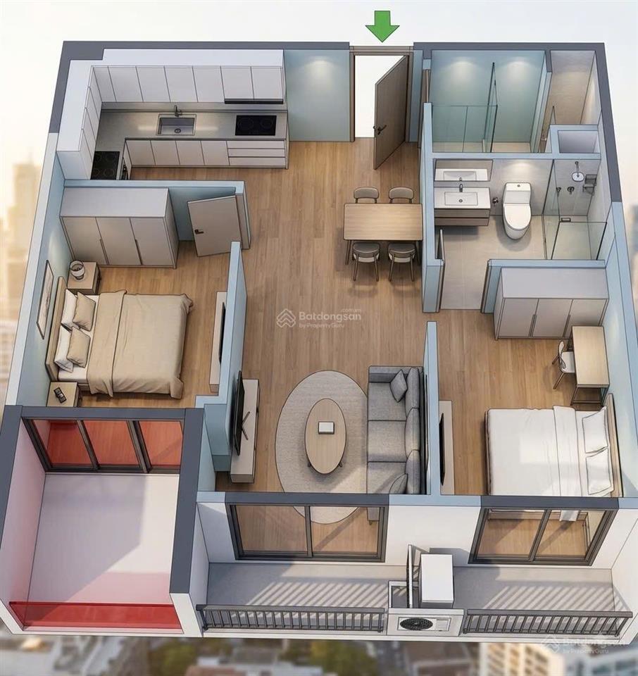 Hiếm có căn 2n2wc 61,6m2, tiến độ 4 năm pr1, chênh 300, hướng đông nam đóng cực dãn đến 2029