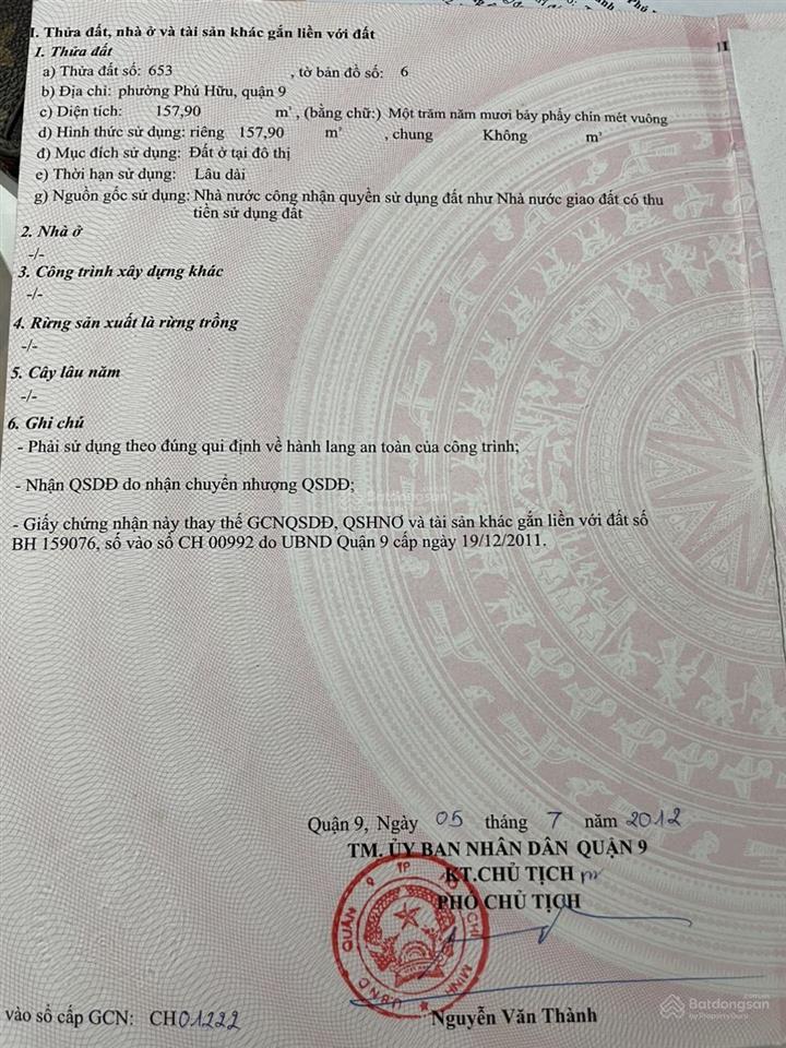 Bán đất 157,9m đất ở đô thị lâu dài đường số 4, phú hữu sổ riêng giá 11,8 tỷ