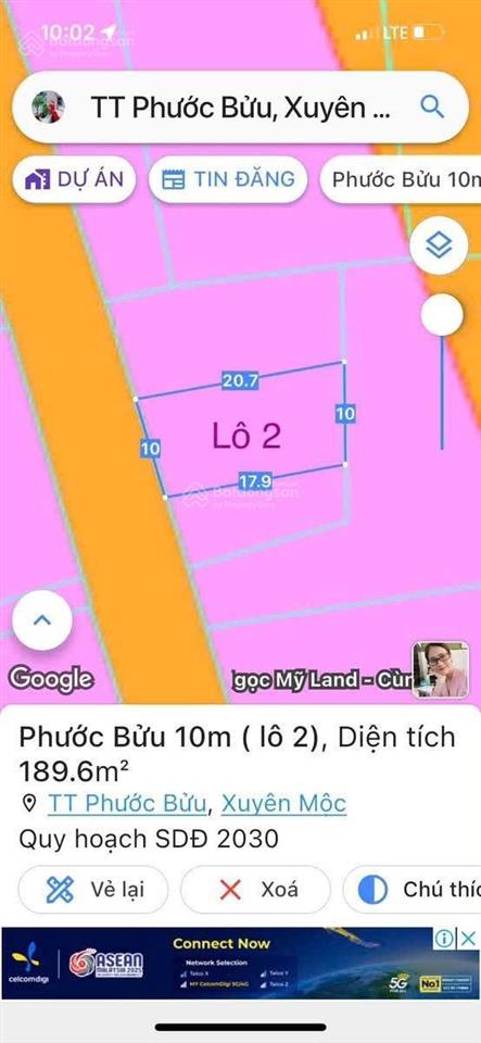 Kẹt tiền bán lô đất xã hồ tràm hcm, 10x20m có 60m2 đất ở đt, sổ hồng, giá 1,5 tỷ.  0943 138 ***