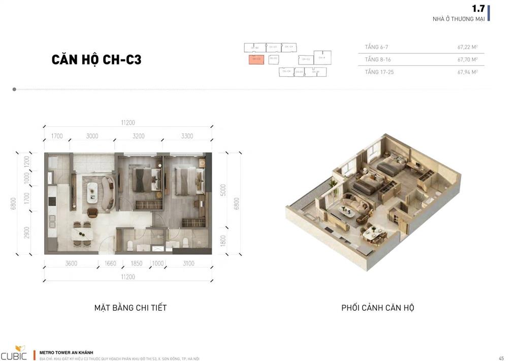 Cc metro tower an khánh, dự kiến 75 triệu / m2, 44.9m2, view đẹp