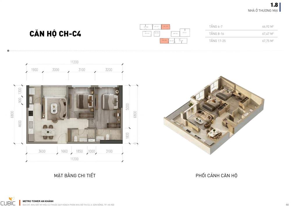 Cc metro tower an khánh, dự kiến 75 triệu / m2, 44.9m2, view đẹp