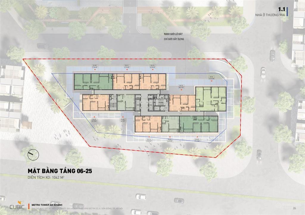 Cc metro tower an khánh, dự kiến 75 triệu / m2, 44.9m2, view đẹp