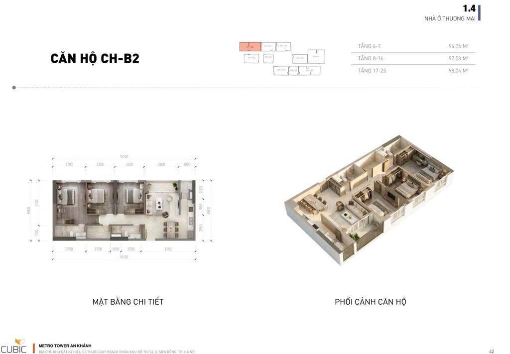 Cc metro tower an khánh, dự kiến 75 triệu / m2, 44.9m2, view đẹp