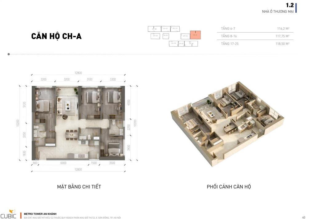 Cc metro tower an khánh, dự kiến 75 triệu / m2, 44.9m2, view đẹp