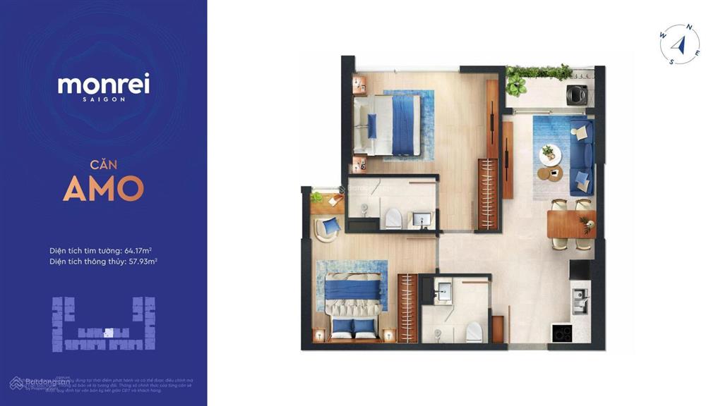 Monrei saigon căn 3pn view thoáng tầng trung chỉ 4 tỷ