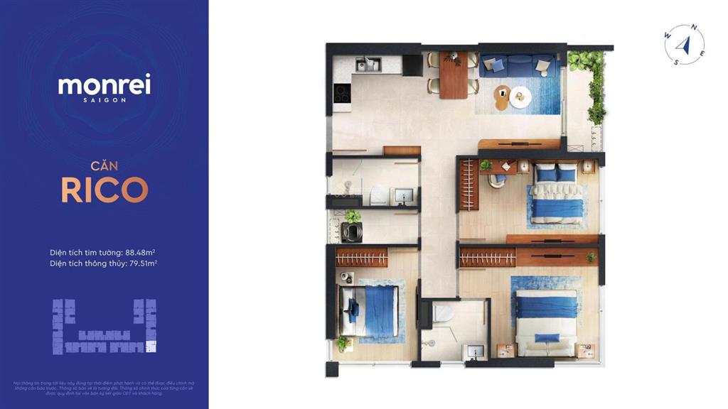 Monrei saigon căn 3pn view thoáng tầng trung chỉ 4 tỷ