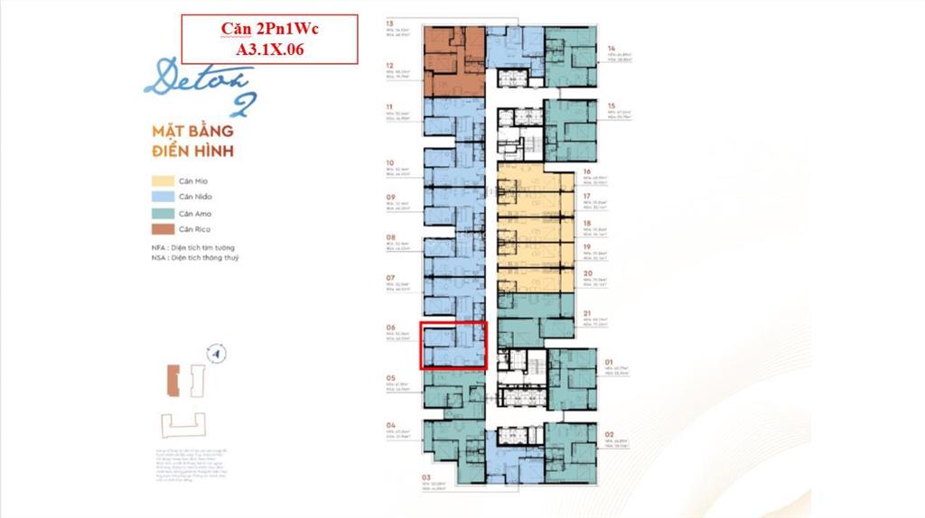 Chỉ từ 2,1 tỷ sở hữu căn nido 2pn1wc tòa a3 tầng trung, view ngoại khu thoáng đẹp
