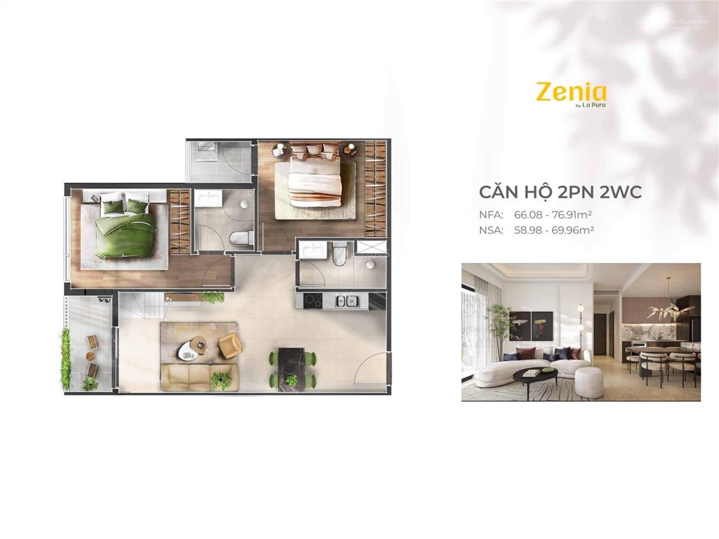 Chủ nhà cần tiền gấp, cắt lỗ 200 triệu căn 2pn2wc tại zenia la pura