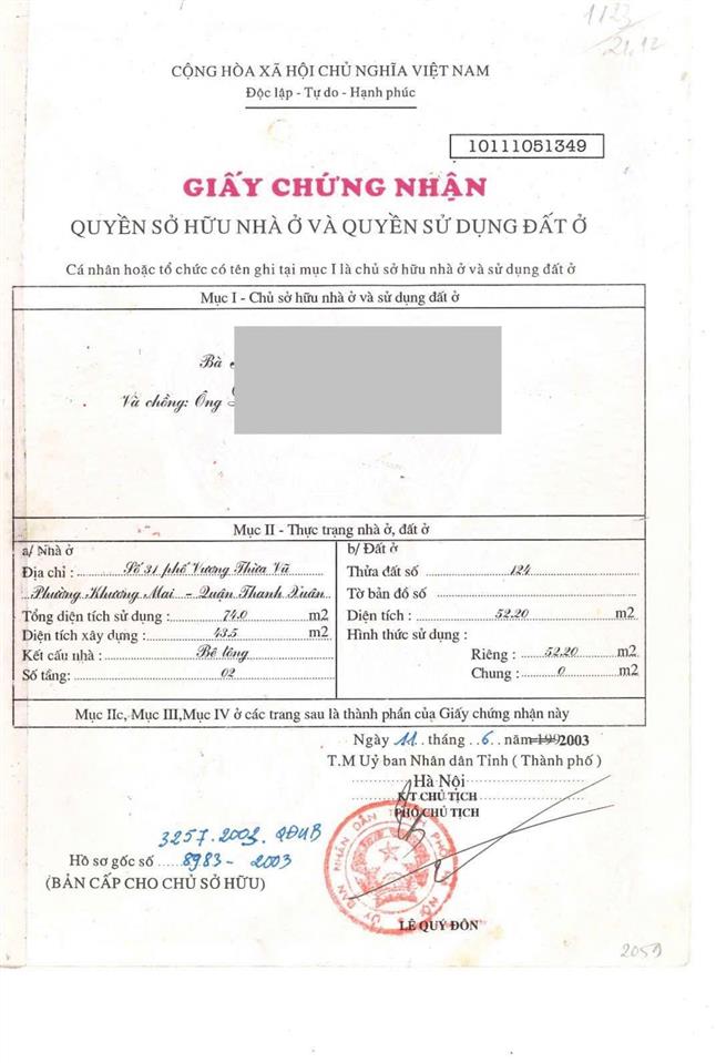 Chính chủ cần bán nhanh nhà 31 vương thừa vũ. 0904 962 ***