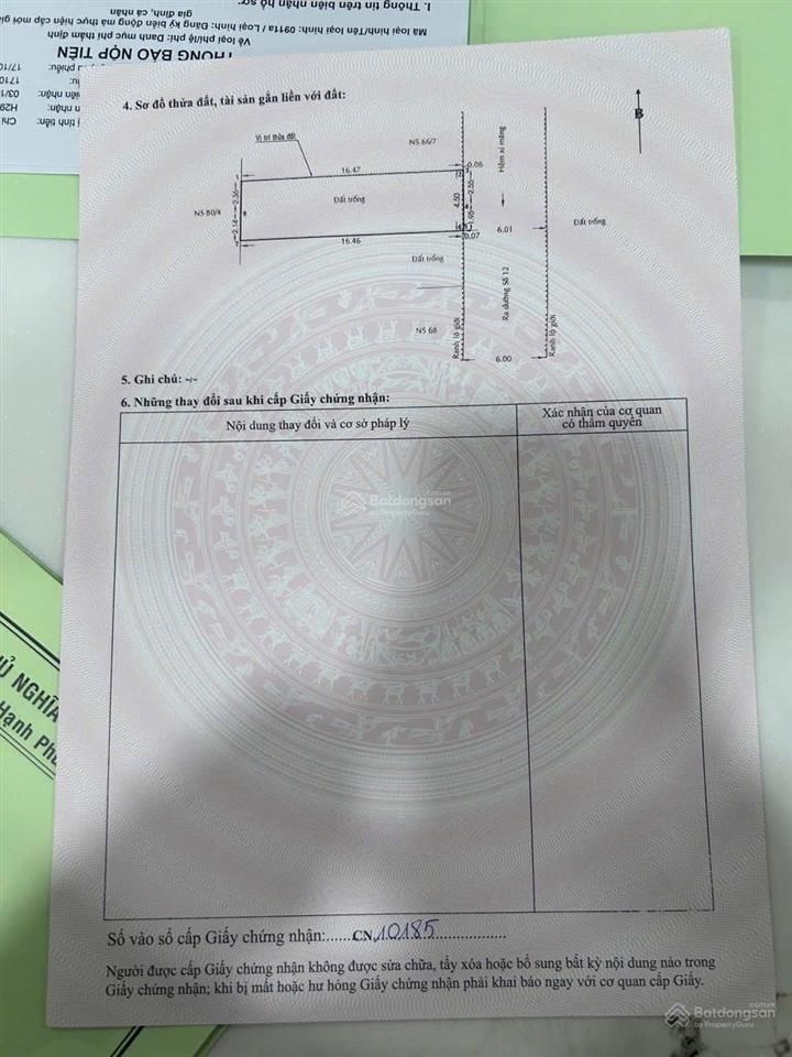 Bán lô đất đường số 12 bình tân gần aeon mall tân phú hẻm ô tô dt 4,5 x 17m. 6.25 tỷ, tl