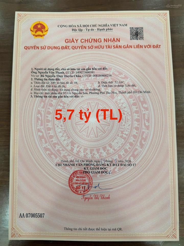 Hàng mới về. hxh 92/1/16 nguyễn sơn tân phú. dt 4,3 x 12m giá 4.8 tỷ tl
