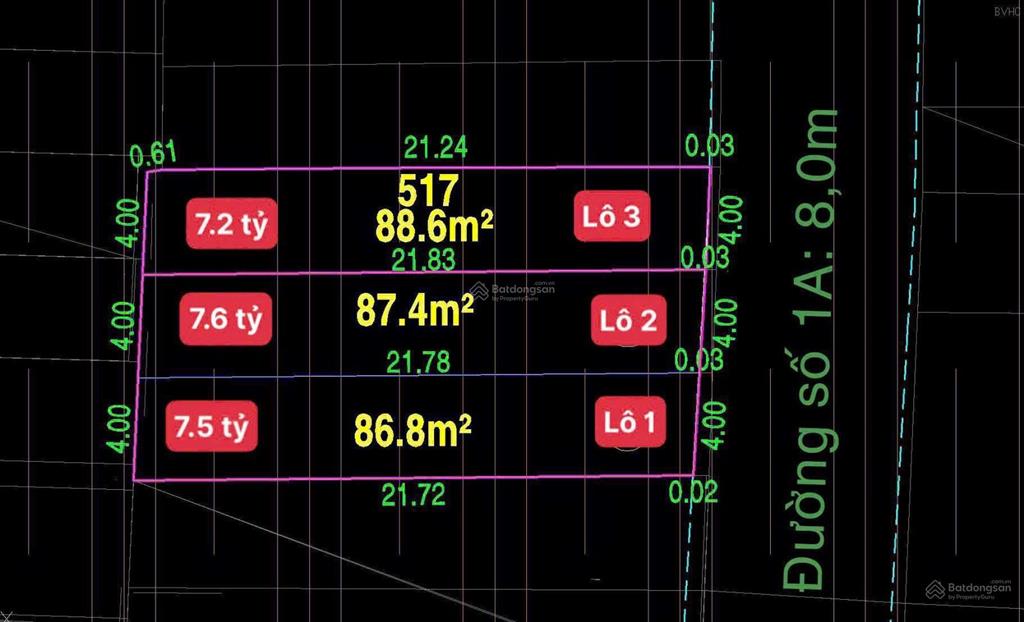 Đất mặt tiền đường 1a, bình hưng hòa a, bình tân. 4 x 22. giá 6,5 tỷ tl