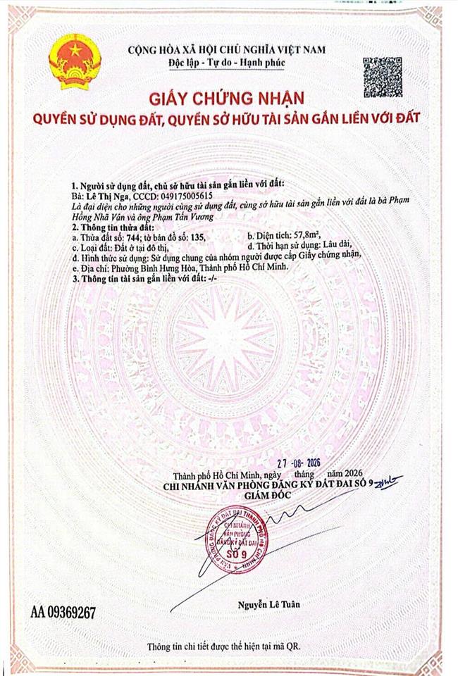 Đất 1/đường số 8 p. bhh bình tân, dt 4x14.5m, cn 57m2, hẻm 5,5m trường trần đại nghĩa. giá 4.45 tỷ