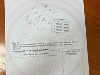 Siêu phẩm lô góc 2 mặt thoáng(hiếm)ngõ thông oto tránh thôn 3 xã phú cát hn 354,6m2 ont 145m mt 13m