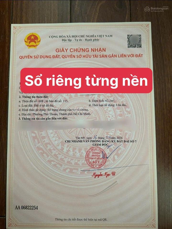 Phú thuận  đất sổ hồng riêng từng nền  tại sân vận động quận 7