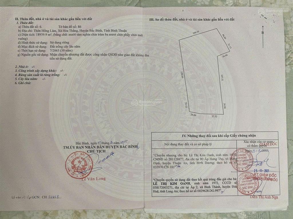 Bán 26ha đất hòa thắng, bắc bình, bình thuận, giá chỉ 650 triệu/ha