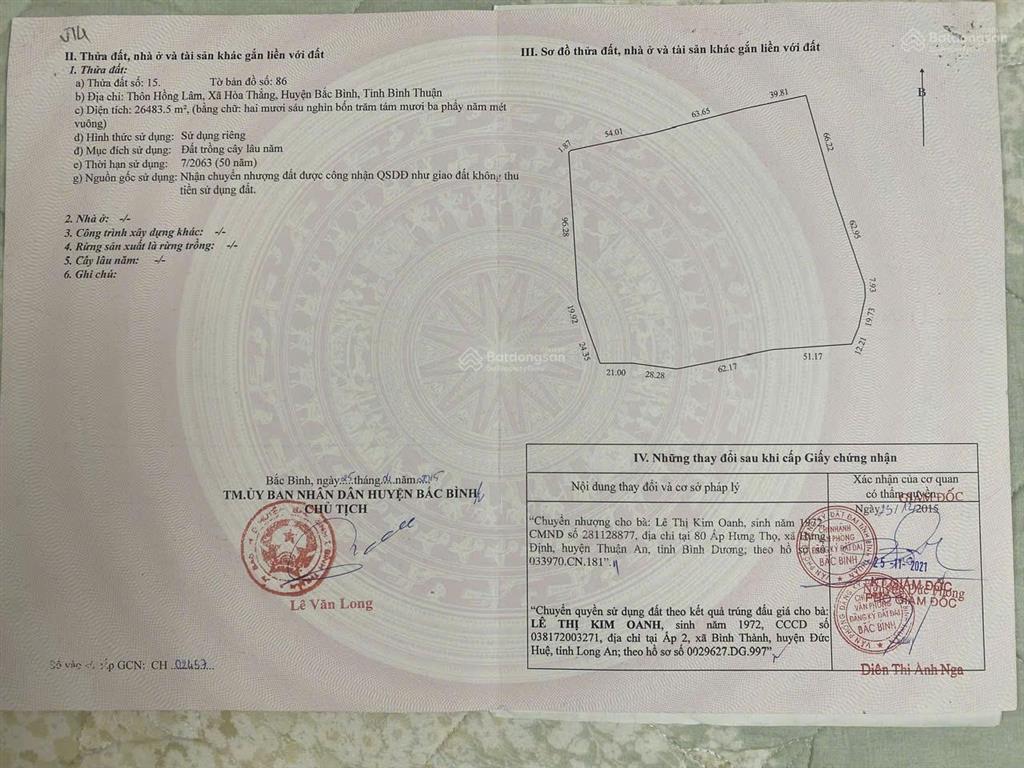 Bán 26ha đất hòa thắng, bắc bình, bình thuận, giá chỉ 650 triệu/ha