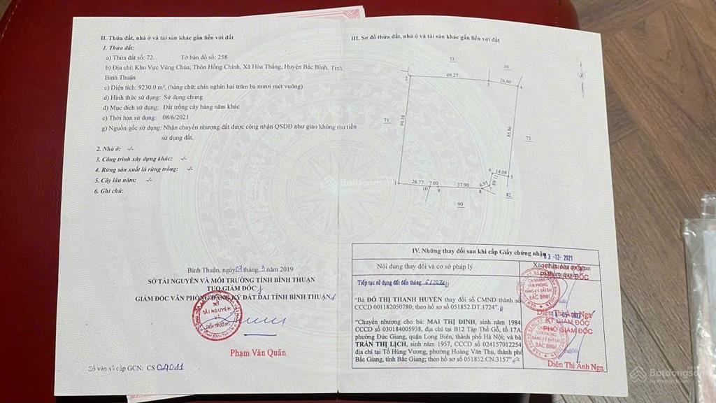Bán gấp đất thổ cư đt 716 hòa thắng, lâm đồng (bắc bình cũ), dt 9.289,5m2