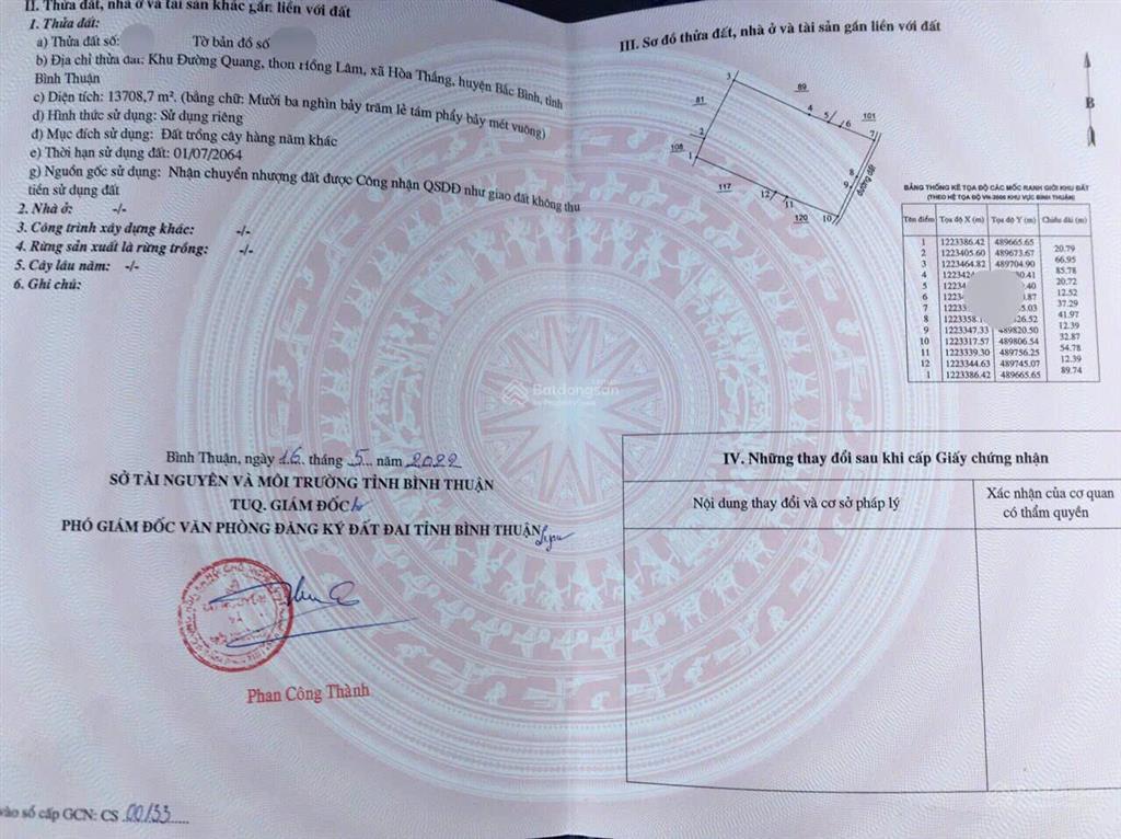 Bán đất 13.708,7m2 khu đường quang, hòa thắng đất đẹp đầu tư giá tốt