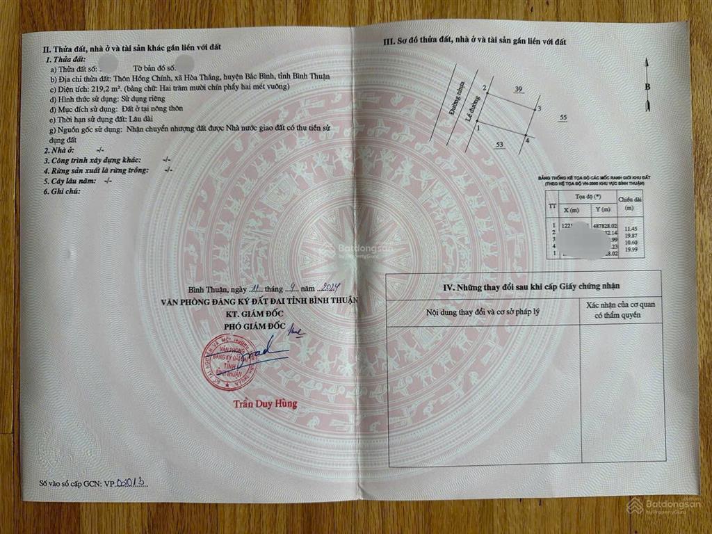 Bán đất thổ cư gần trung tâm hành chính xã hòa thắng  cách ubnd chỉ 30m