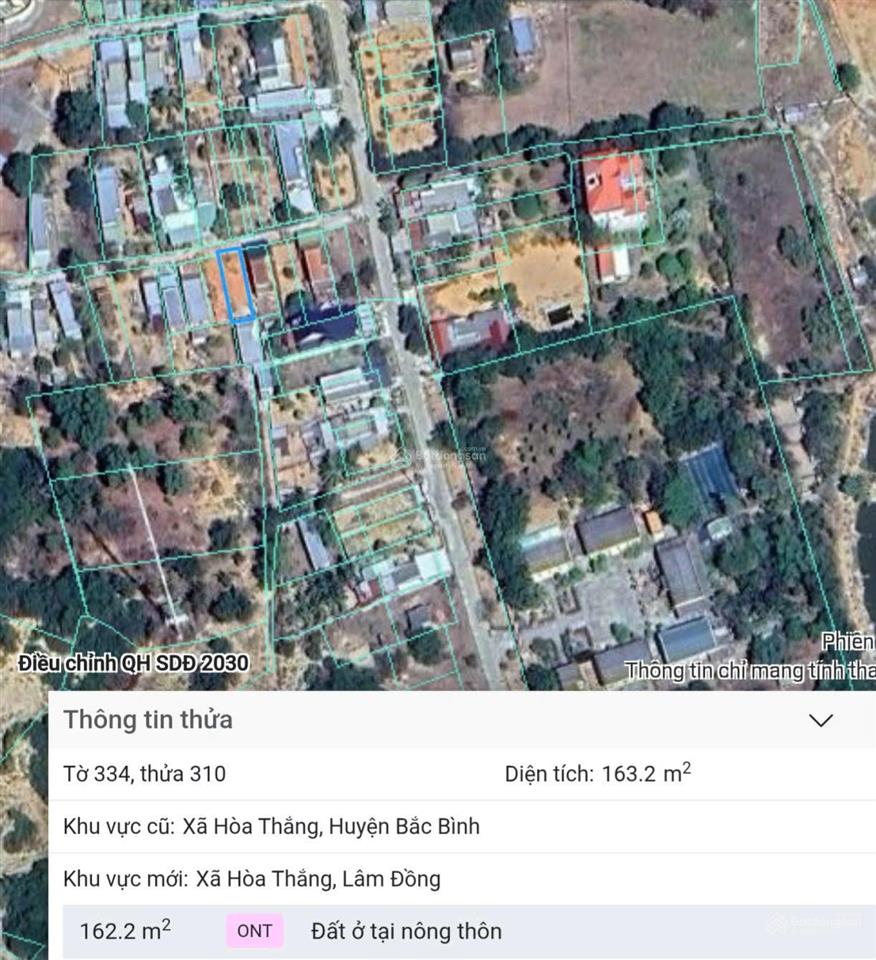 Bán đất thổ cư xã hòa thắng 163,2m2, giá chỉ 1,3 tỷ, sổ hồng sẵn