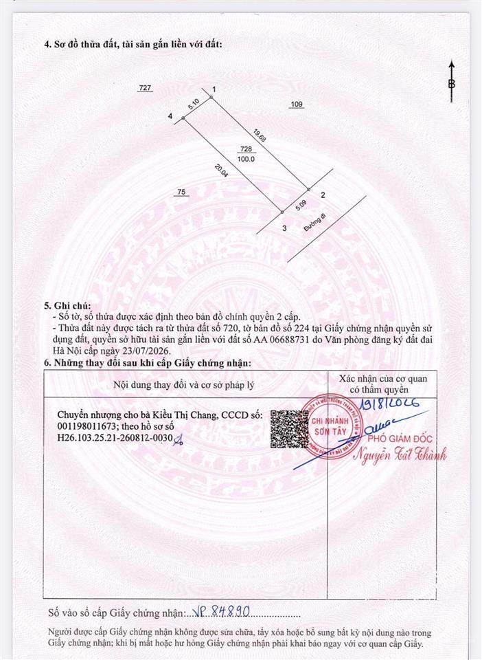 Chính chủ bán lô đất 100 m2 mặt đường đồng trạng, giá tốt