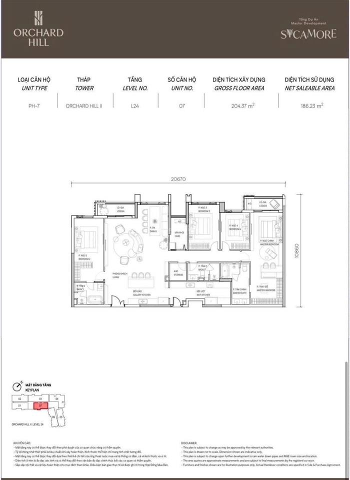 Bán căn hộ đẹp 4pn, 4wc, 204m2 tại orchard hill  sycamore, 9,8 tỷ