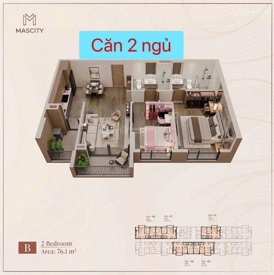 Chính chủ bán căn 2pn diện tích 82m2 nổi bật mascity bắc giang