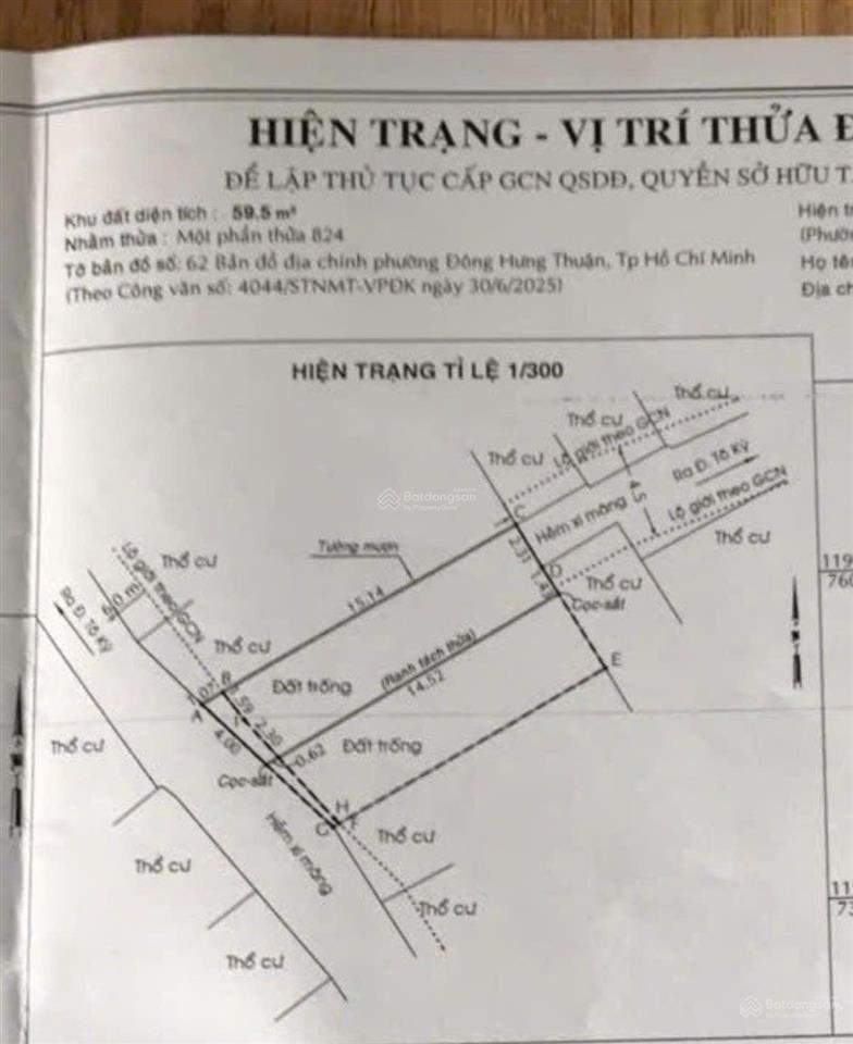 Bán đất 60m2, hẻm xe hơi thông, sát mặt tiền nguyễn văn quá, nhỉnh 3 tỷ
