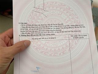 Cần bán gấp 80m full  xã sóc sơn
đg thông ôtô tránh đg apphan
zalo 0984 328 *** em hà