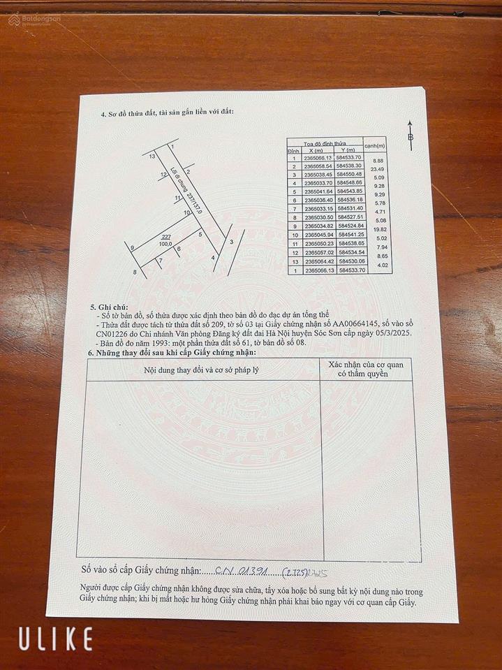 Chính chủ cần tiền bán nhanh lô đất tại trung giã sóc sơn, dt 100m2 full thổ cư ss giao dịch