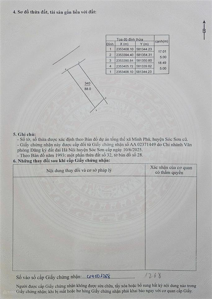 Bán đất minh phú, sóc sơn, hà nội, 2,1 tỷ, 88 m2