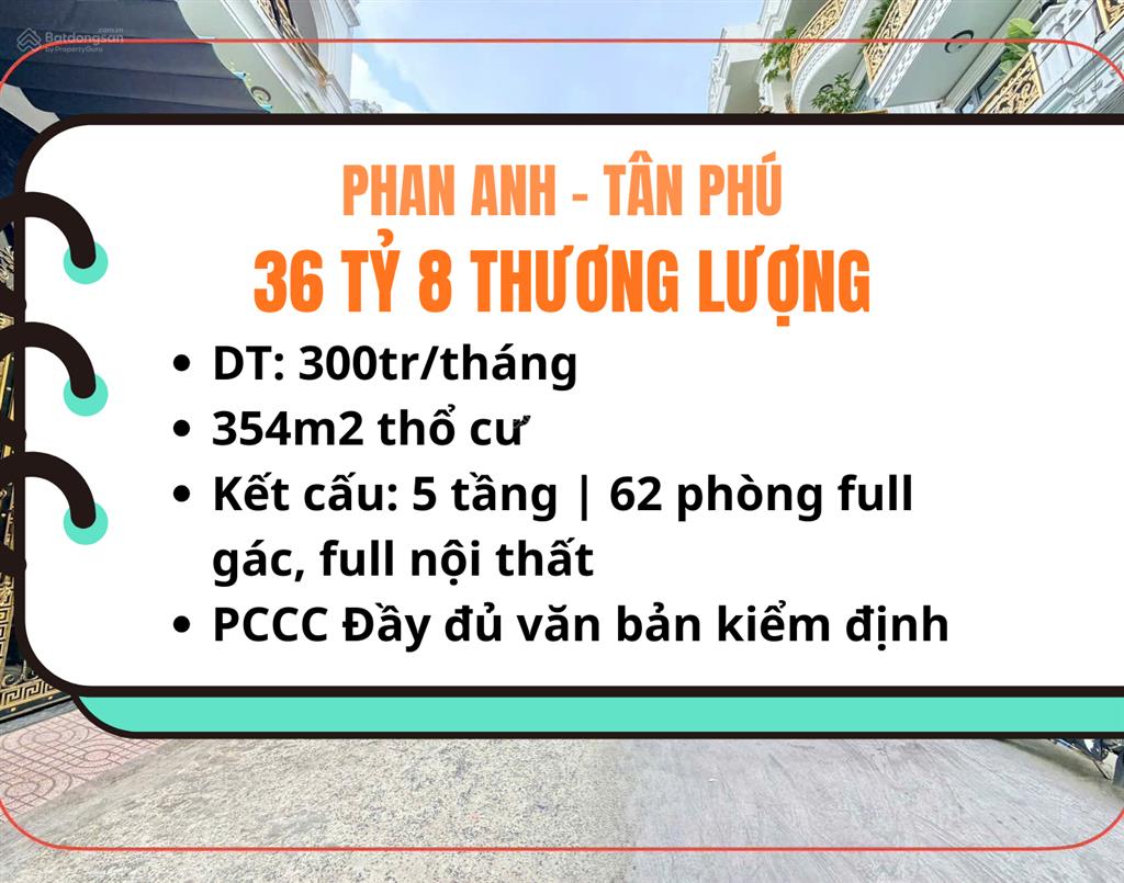 Bán chdv dt 300tr/tháng, phan anh  tân phú, 36 tỷ 8 thương lượng !!!