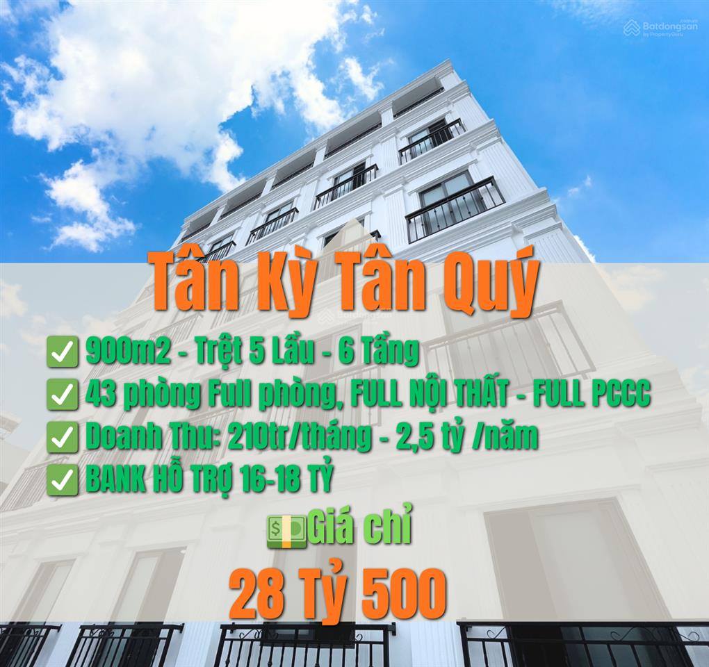 Dòng tiền 210tr/tháng  chdv tân kỳ tân quý  giá 28 tỷ 500 còn thương lượng !!!