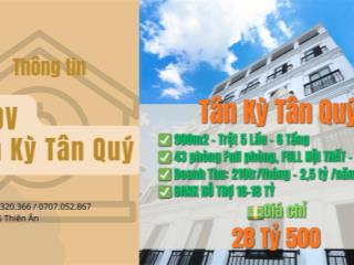 Chdv tân kỳ tân quý, 43 phòng, 210tr/tháng, giá 28 tỷ 500 còn thương lượng