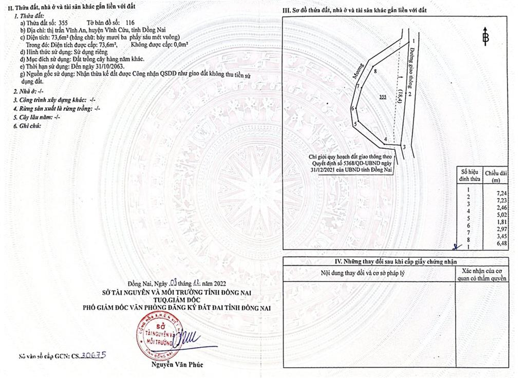 Bán đất chính chủ vĩnh cửu 623m2, ngay khu dân cư.
