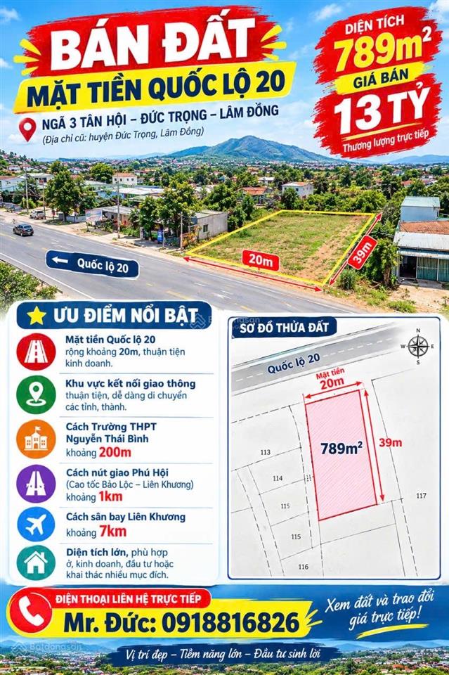 Đất gần sân bay liên khương, nút giao cao tốc bảo lộc liên khương