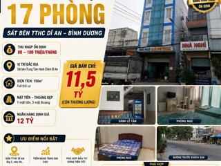 Khách sạn 17 phòng hoàn công trung tâm dĩ an, dòng tiền tốt, giá ngộp