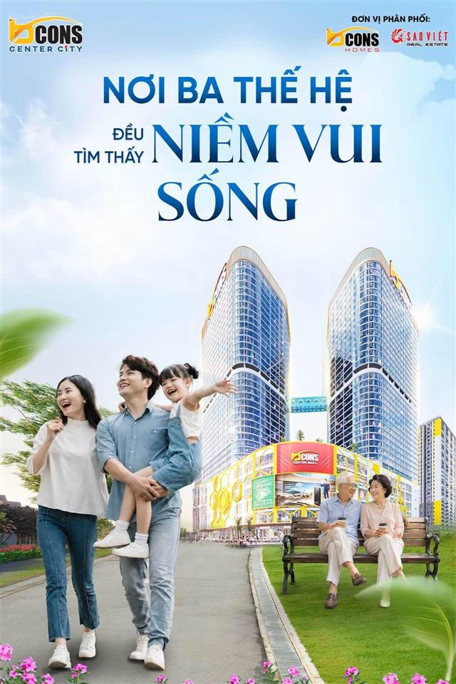 Bcons center city suất ưu đãi 2pn, 2 wc, nội thất cao cấp, voucher 2 chỉ vàng, quà tân gia hấp dẫn