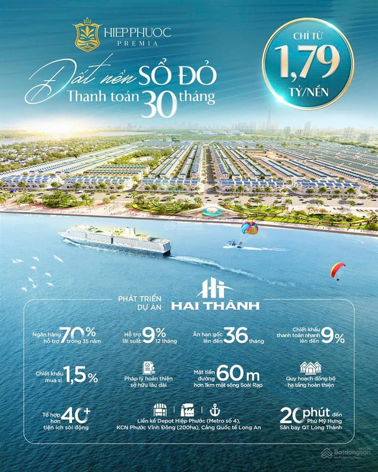 Bán đất nền hiệp phước premia giá chủ đầu tư  chỉ từ 1,79 tỷ/nền/80m²  nhận giữ chỗ vị trí đẹp.
