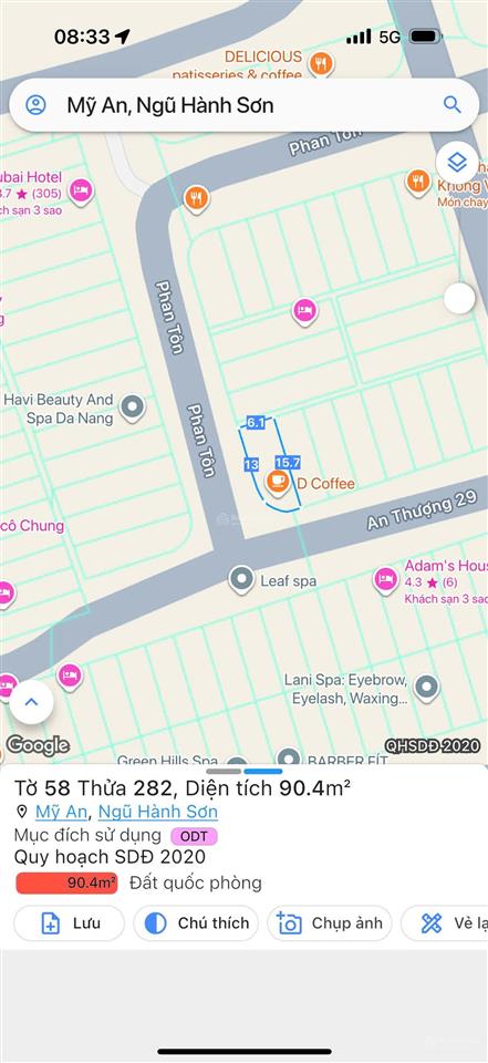 Bán lô đất 2 mặt tiền đường an thượng 29 và phan tôn, ngang 6.46m, giá chỉ 28,5 tỷ.  0905 982 ***