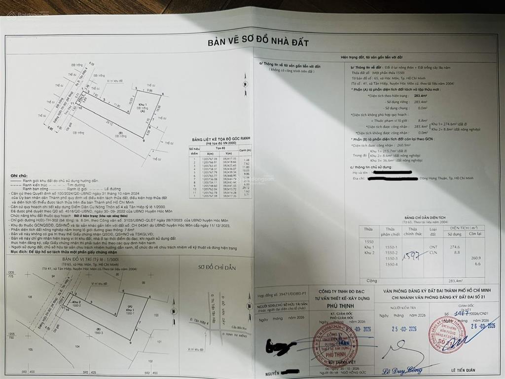 Cần bán 02 lô đất đẹp full thổ cư nở hậu hinh l, 283m và 260m, 1 sẹc tân hiệp 4, sát thị trấn hm