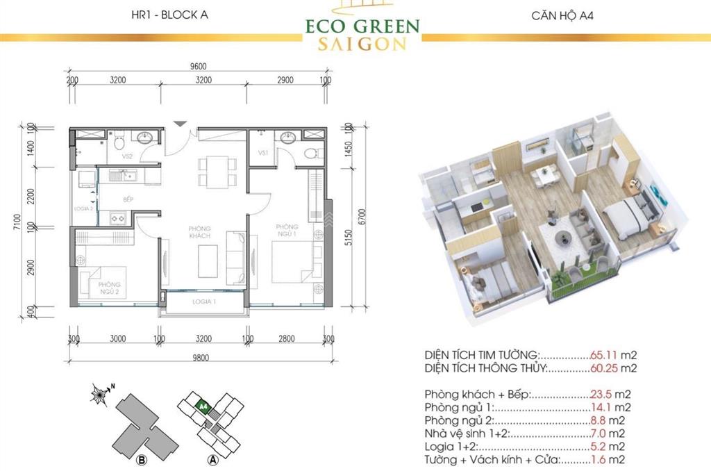 Cần sang nhượng gấp 2pn 2wc view đẹp nhất eco green chỉ 6.3tỷ bao thuế phí