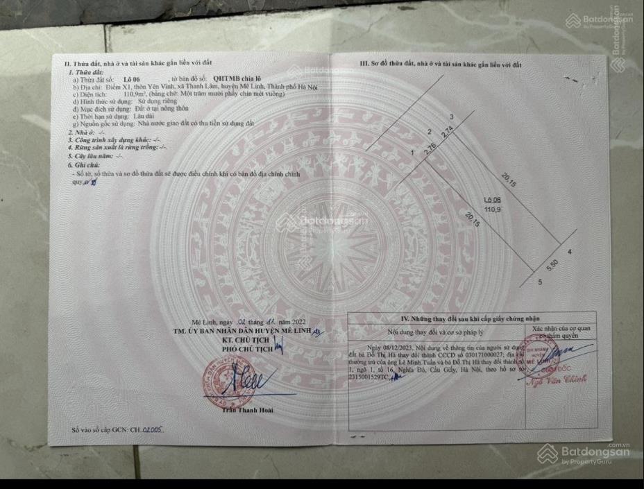 Chính chủ nhờ bán đất đấu giá x1 yên vinh  quang minh  hà nội